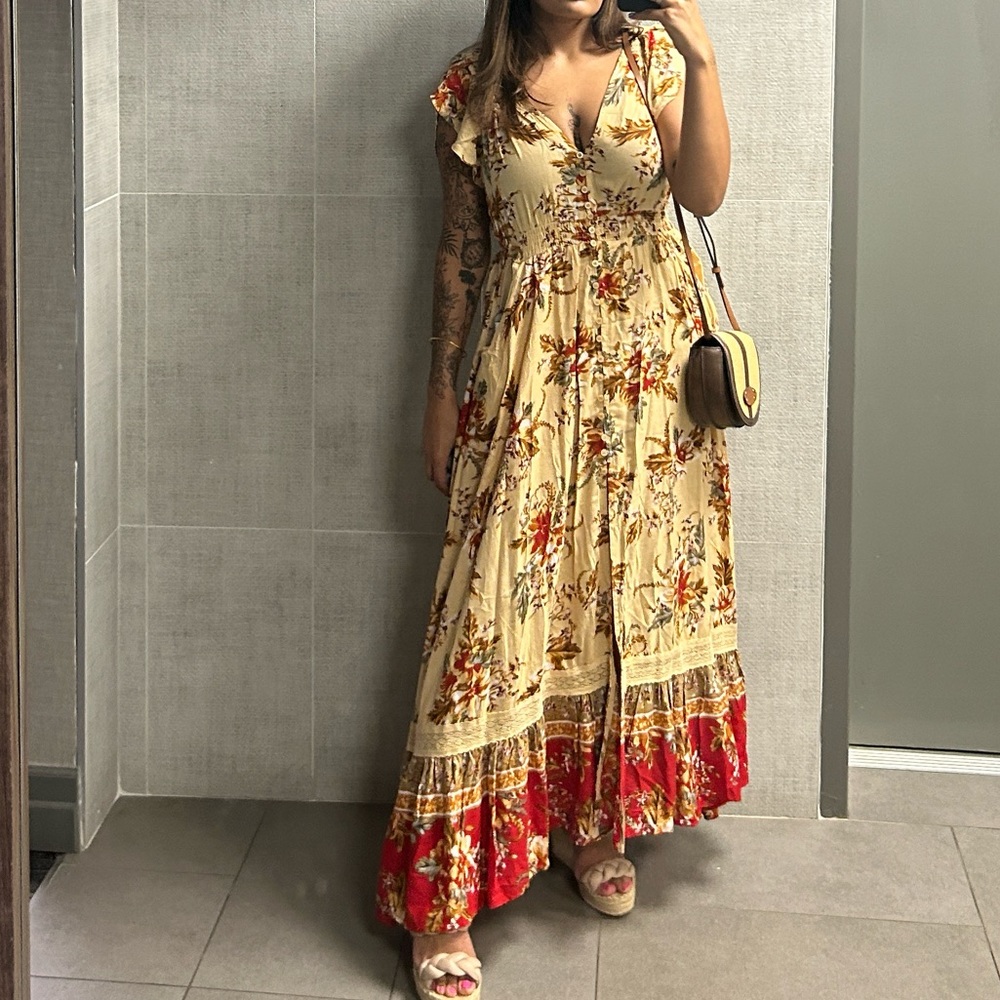 RED MAXI FLORAL DRESS